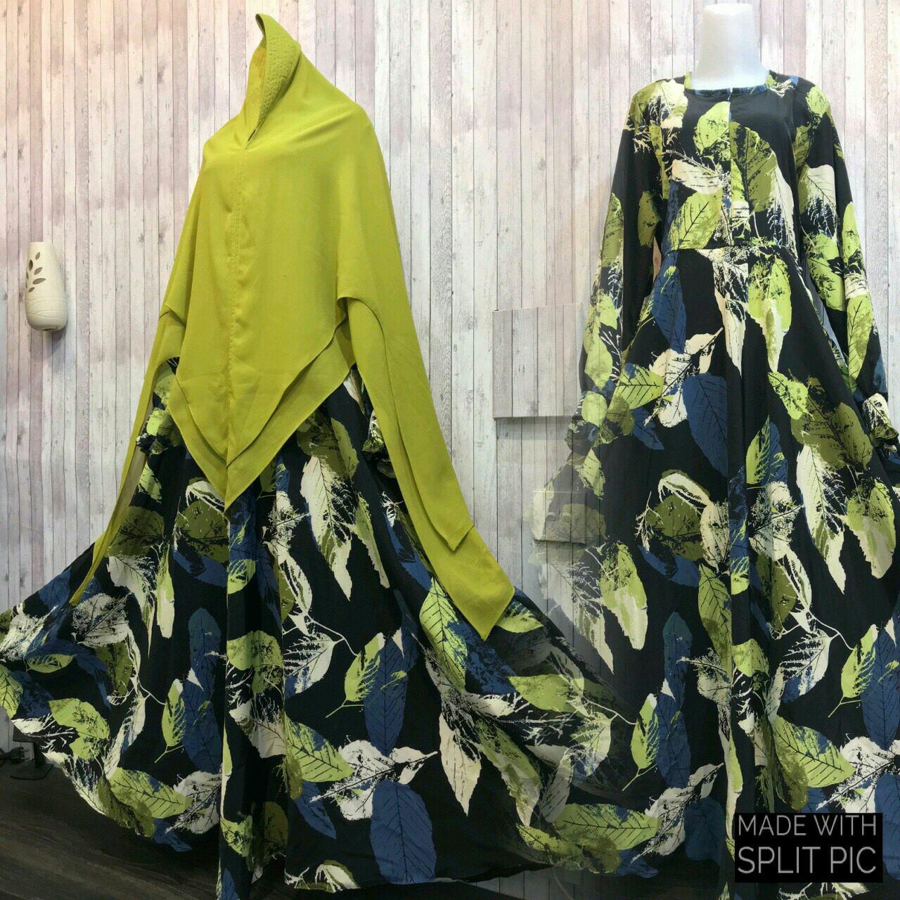 Adzra Gamis Syari Murah/busana muslim wanita - Siera Dress - Hijau