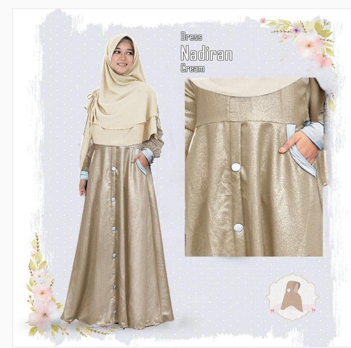 Kenzmal- Maxi Gamis Dress Baju Muslim Wanita Syari Nkanayavega Glamour Cream