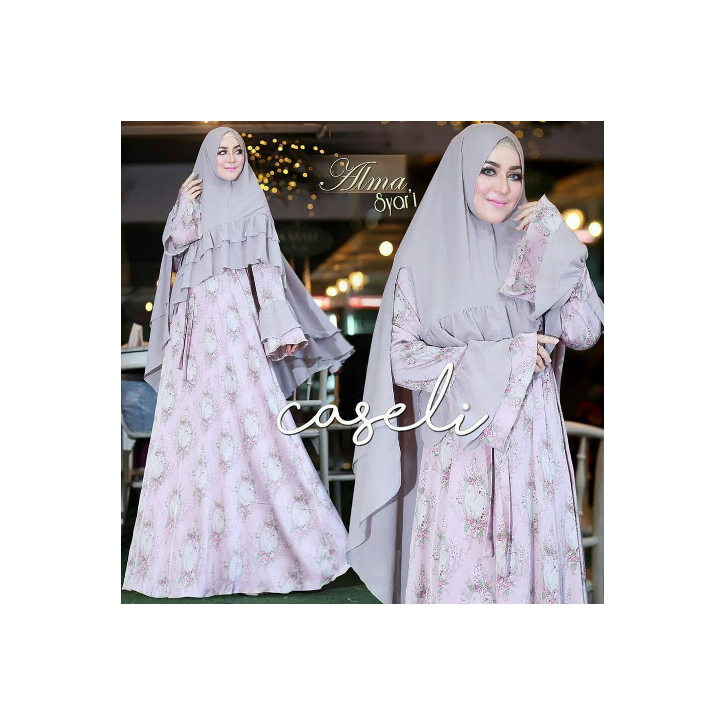 Gamis pesta mewah sutra armani mix ceruty babydoll