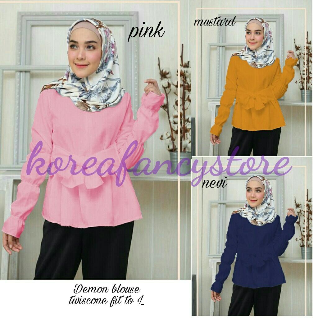 koreafancystore / demon blouse / baju kantoran / baju hijab / baju muslim / baju wanita muslim