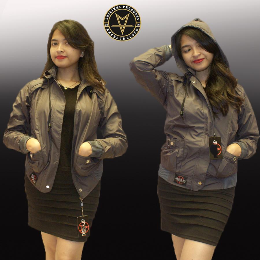 JAKET PARASUT CASUAL ABU CEWE REBEL ID