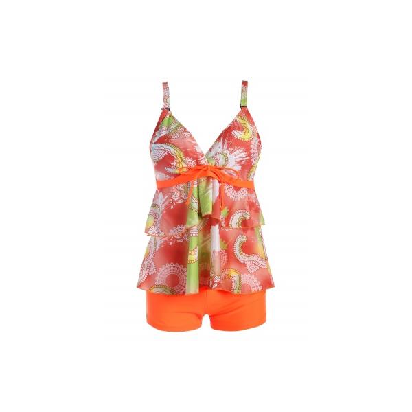 Plus Ukuran Lipatan Dicetak Tankini Set