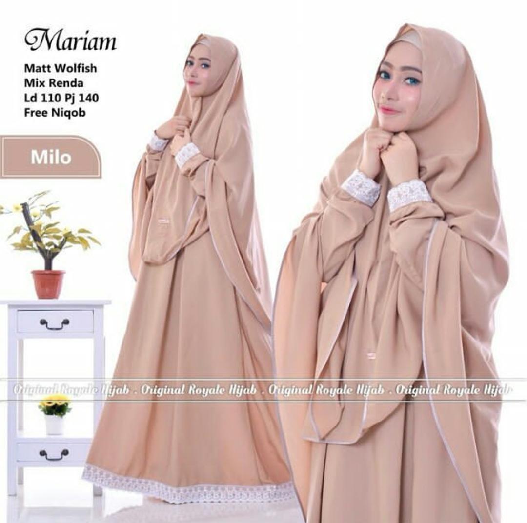 Baju Muslim Original Gamis Mariam Syari Dress Wolfice Mix Renda Muslim Pakaian Panjang Modis Dress Modern Gaun Wanita Hijab Gamis Trendy Baju Casual Terbaru