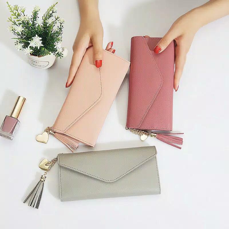 NOOGAA - Dompet Wanita Panjang Impor Korea Simple Harmony  Kulit Premium