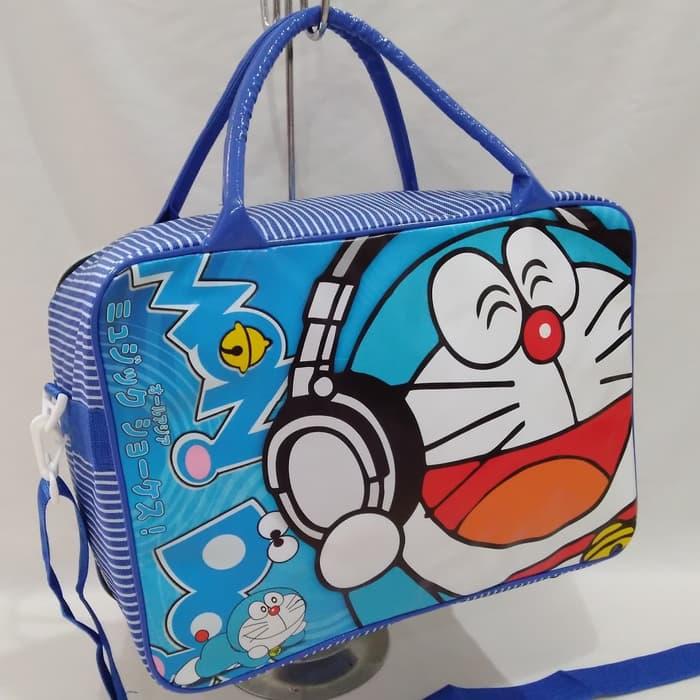 Tas travel bag koper selempang anak doraemon dora emon ukuran besar murah