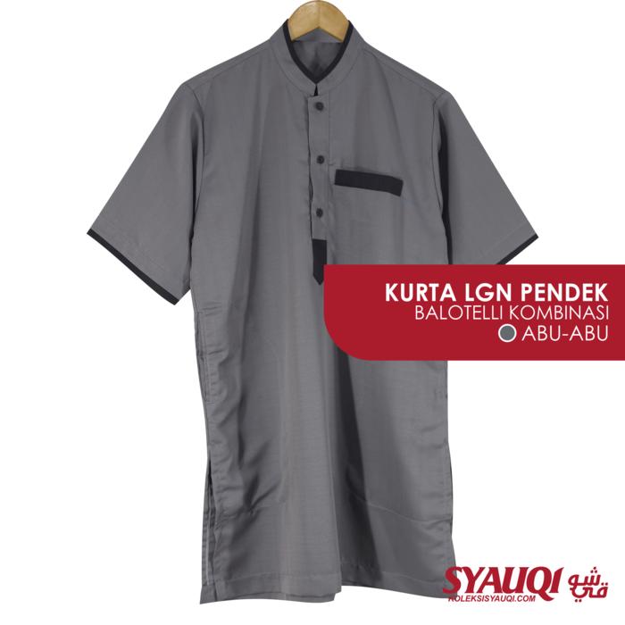 Kurta / Gamis Saudi Lengan Pendek Syauqi Baloteli Kombinasi 1 Abu-abu