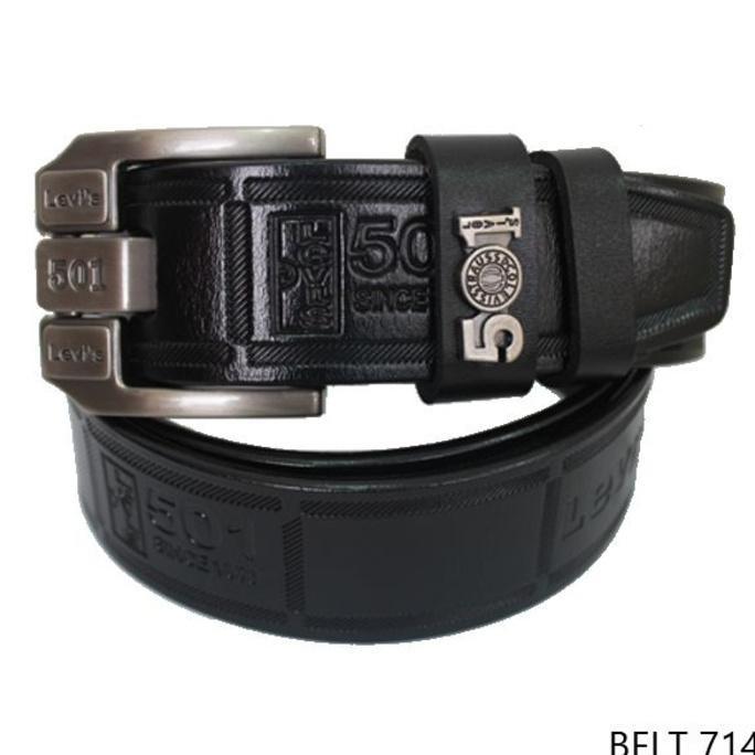 IKAT PINGGANG PRIA UNIK SEMI KULIT HITAM BELT 714 - HJDF