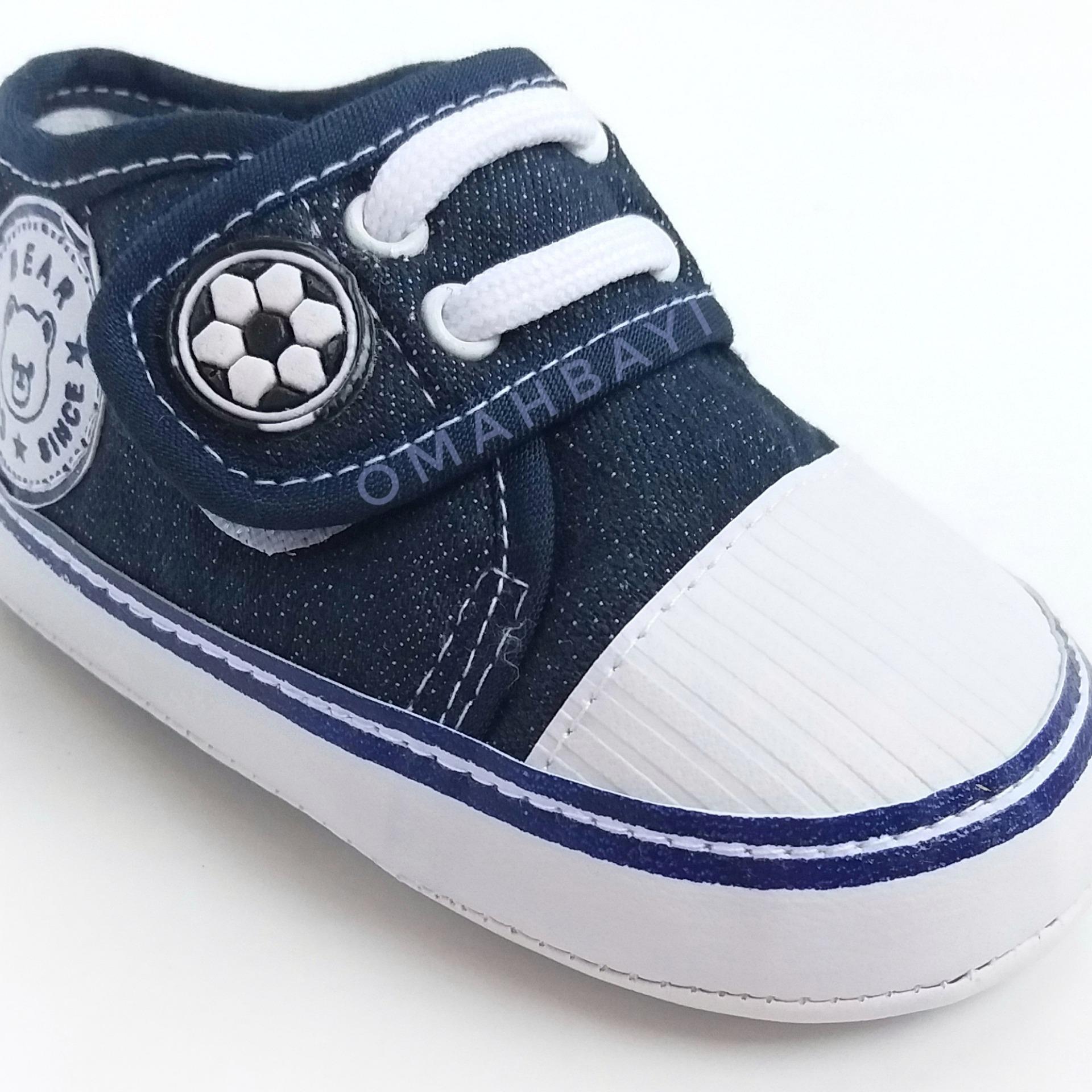 OMAHBAYI - Sepatu Bayi Baru Lahir New Born Laki-Laki Anak Cowok 0-9 Bulan Lucu Murah Bahan Lembut Motif Jeans Polos