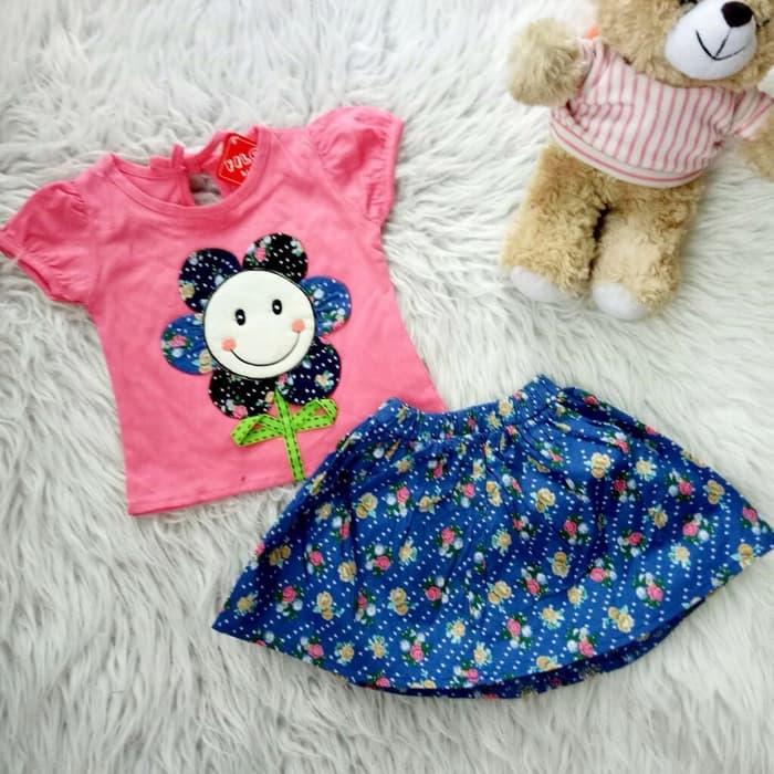 Setelan Baju Rok Bayi Anak - Smiling Flower