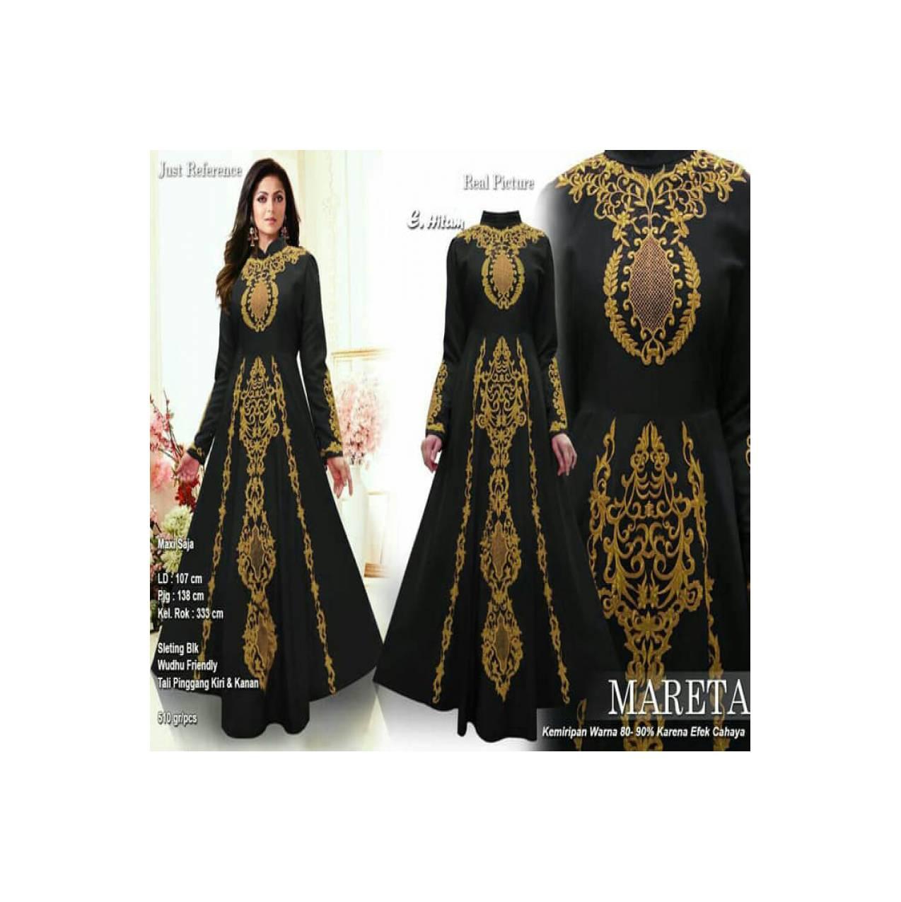 baju muslim wanita terbaru 120124 GAMIS PESTA MARETA MEWAH HITAM