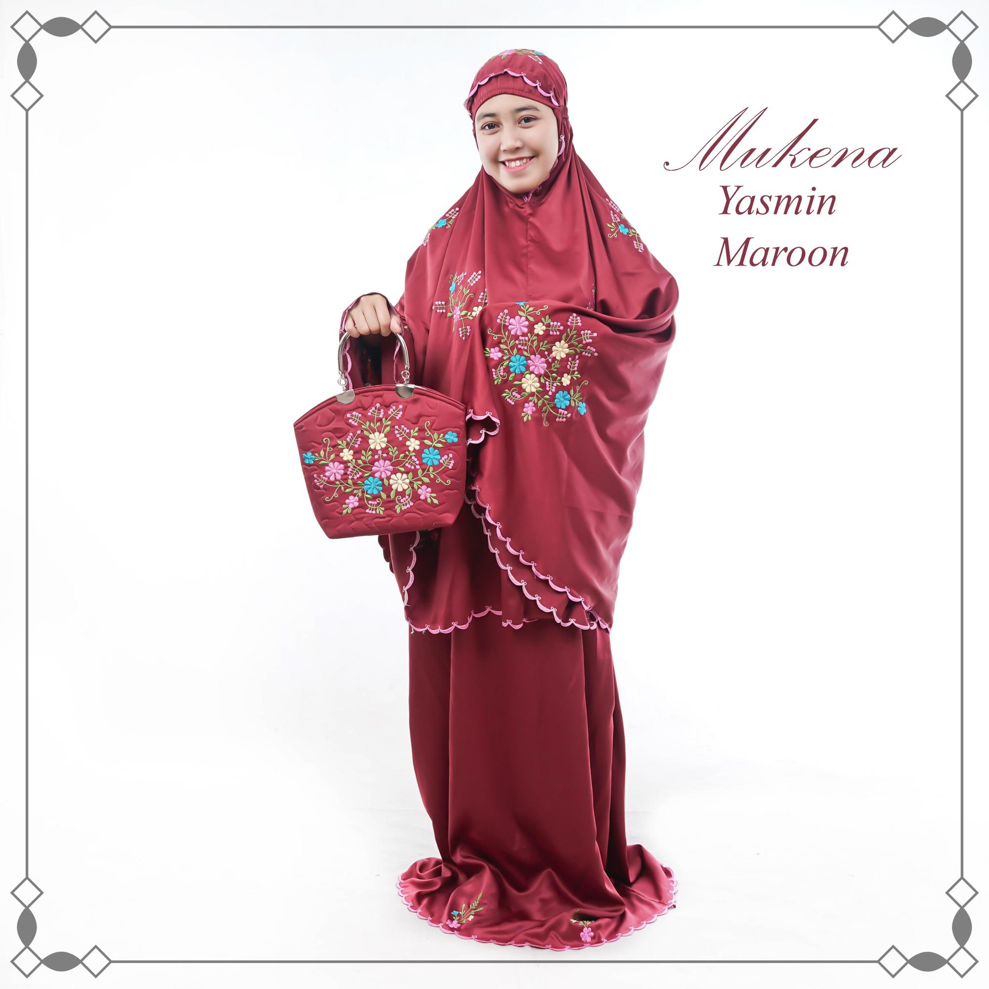 MUKENA HANTARAN NIKAH DEWASA BORDIR YASMIN PUTIH HITAM PINK MAROON GOLD