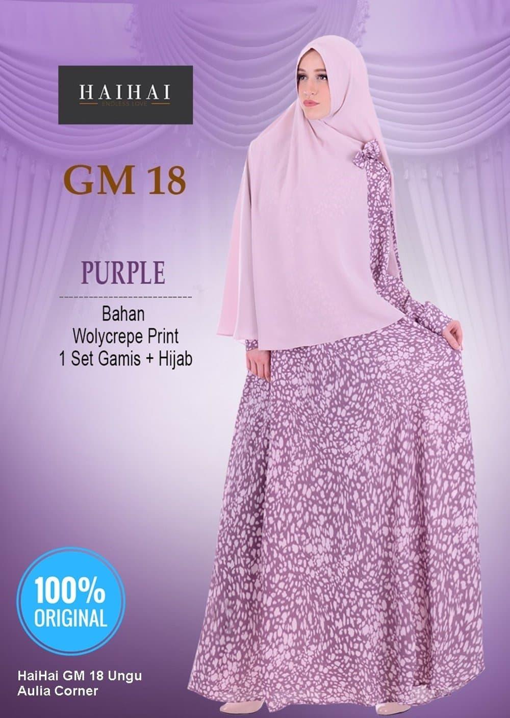 GROSIR TERMURAH Gamis Syari Terbaru HaiHai GM 18 Ungu ORIGINAL 1