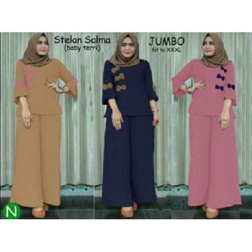 SUPPLIER GROSIR 15258 BAJU SETELAN STELAN JUMBO MAXI WANITA REMAJA CEWEK DEWASA LONG TUNIK FASHION MUSLIM MUSLIMAH WARNA PEACH NAVY COKSU MURAH KEKINIAN BAHAN BABYTERRY