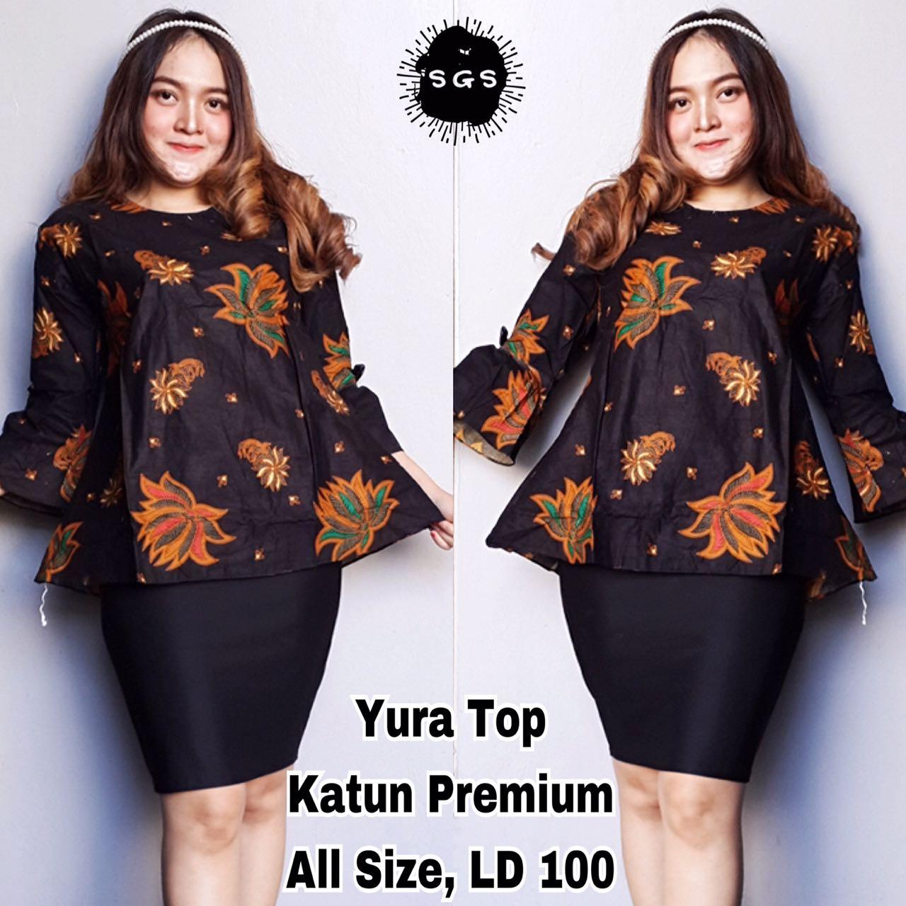 Atasan Blouse Batik Wanita - Blus Batik Cap - Blus Kerja Lengan Panjang - Blouse Batik Premium Yura