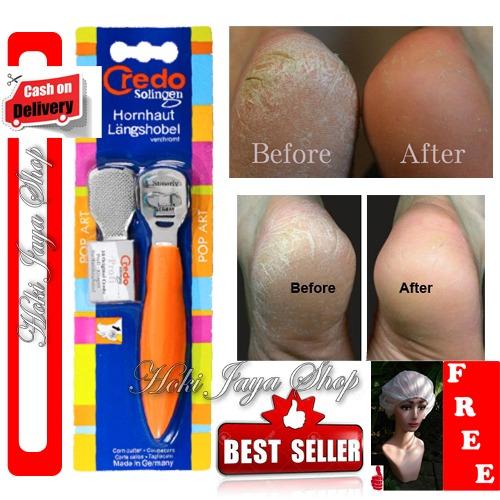 HOKI COD - Penghalus Tumit Dan Telapak Kaki Kasar - Pembersih Tumit - Credo Solingen Hornhaut Langshobel - Orange + Gratis Shower Cap Putih - Premium