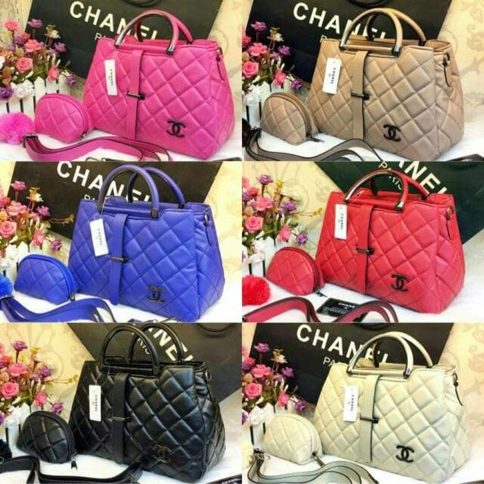 Tas Hand Bag Branded Wanita Cantik Berkelas Tas Batam Bag Chanel lidah Murah Wanita Pesta Wanita Import Wanita - Hitam