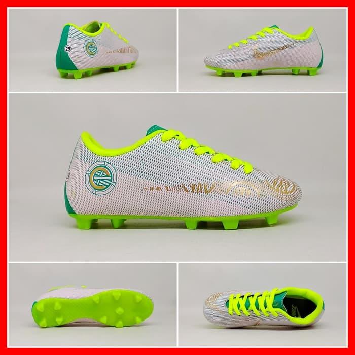 Sepatu Sepak Bola Anak Nike Mercurial CR7 Putih Hijau List Emas Baby