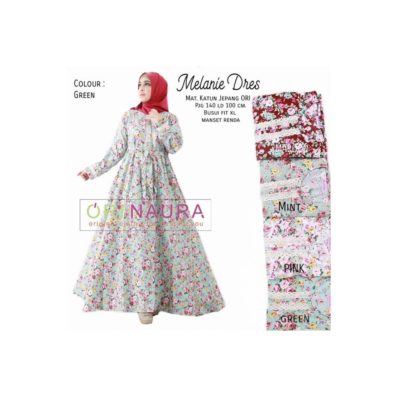 Baju Gamis Katun Jepang Baju Muslim Wanita Modern Longdress Bunga