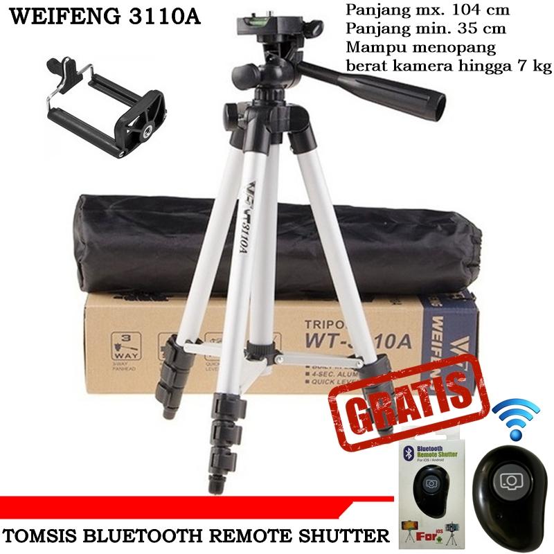 Weifeng Tripod For Camera & smart phone WT3110A + Free Remote Shutter Daun Variant color