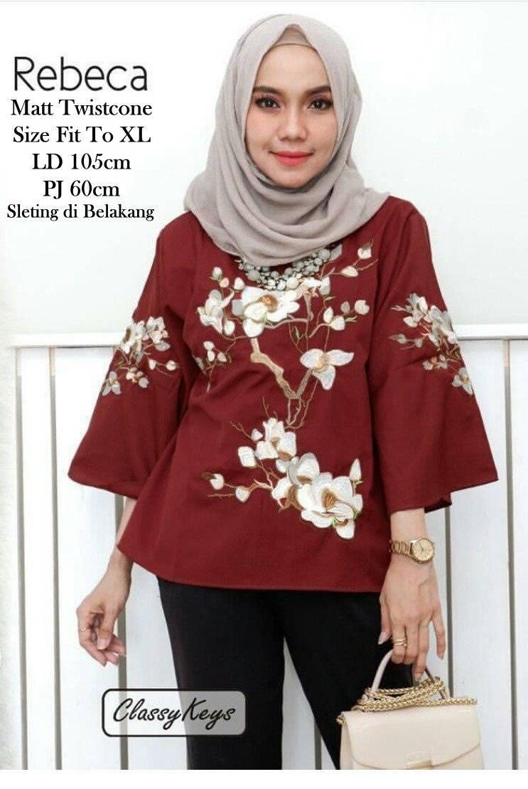 GKS Fashion Top Muslimah Rebeca Maroon / Dress Muslimah / Hijab Muslim / Gamis Syari / Baju Muslim / Outer Ajiko / Outer Krilo /Atasan Murah / Fashion Muslim / Fashion Maxi / Setelan Muslim / Atasan Muslimah / Gamis Fashion / Blouse Wanita / Atasan Wanita