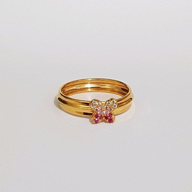 Cincin Emas Asli Kadar 700 Sparkling Butterfly Ombre