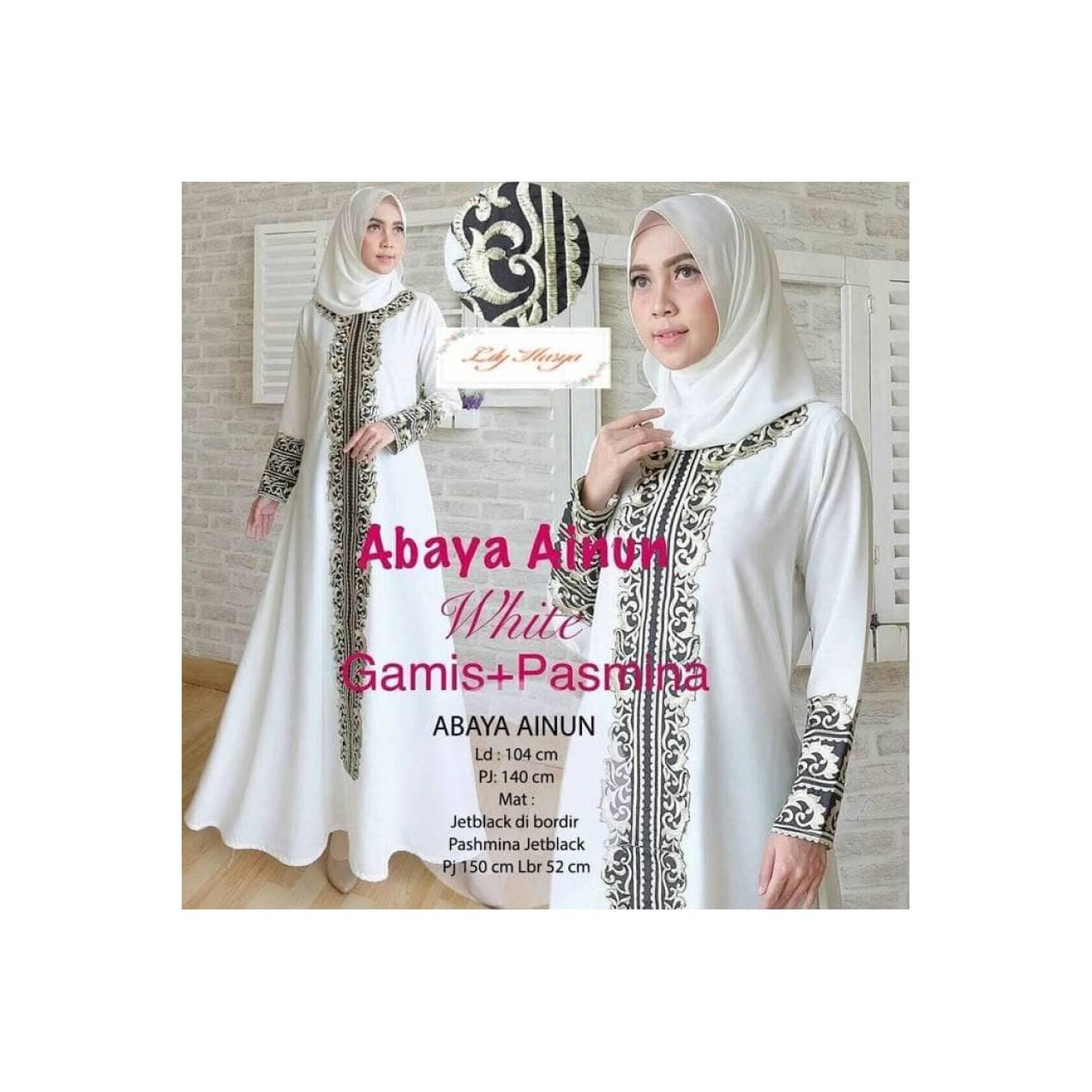 putih hitam maxi gamis syar'i syari'i xl jumbo big size pesta kebaya