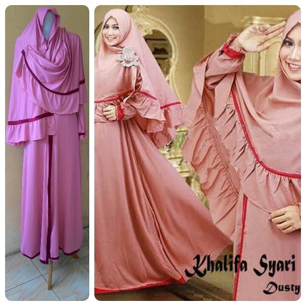 Promo Hari Ini Gamis Syari Murah Khalifa Dusty Pink (Cantik-Terbaru-Terlaris) Untuk Lebaran