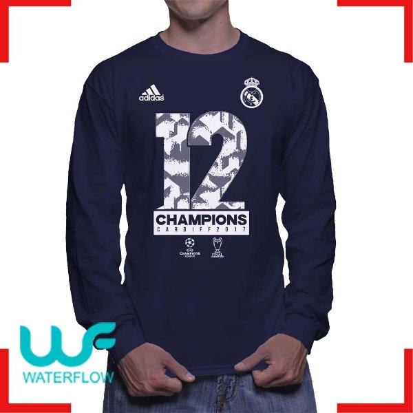 Kaos Real Madrid DUO DECIMA Lengan Panjang Biru Dongker Navy Champion