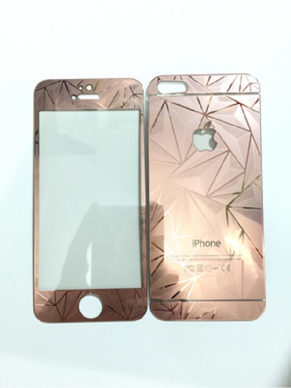 K-Box Premium 3D Diamond Rose Gold Tempered Glass Screen Protector for iPhone 5 Depan Belakang