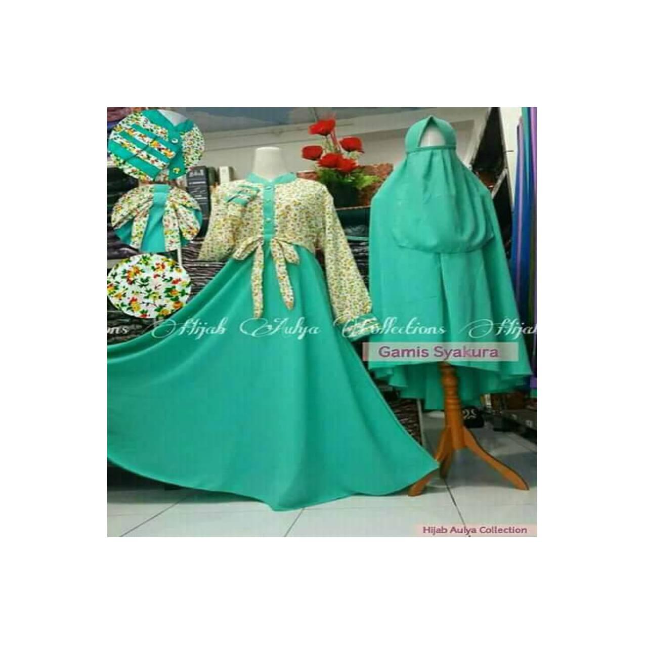 Gamis syakura mint syari set cadar