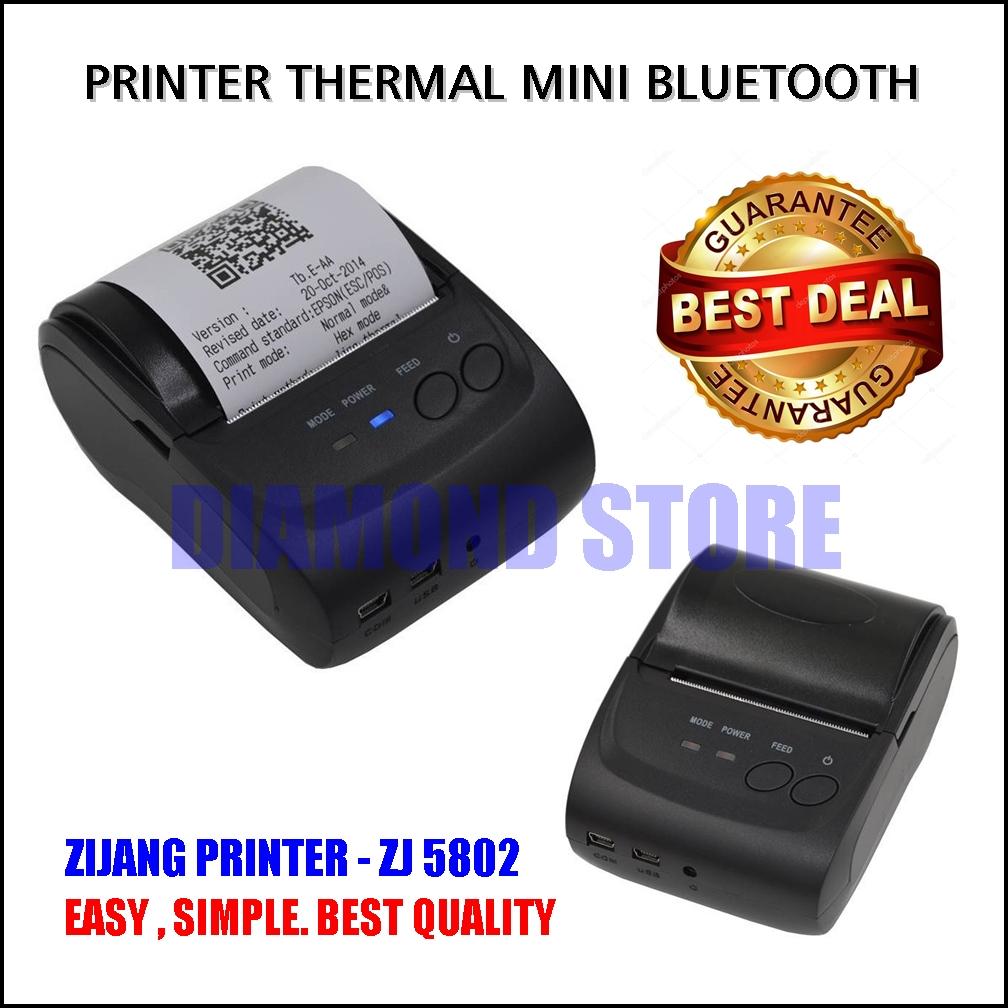 Diamond Store Printer Thermal Mini Bluetooth Zijang Printer ZJ-5802 Black / Printer Kasir / Printer Bluetooth / Printer Mini / Printer POS / Printer Murah / Printer Cafe