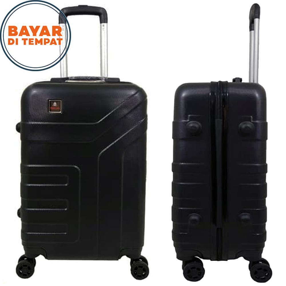 Polo UFO Koper Fiber Koper Hardcase Koper ABS Koper Polo Koper Roda 4 Rotasi 360 Derajat Koper 20 Inch Koper Import Koper Anti Maling Koper Original Size 20 Inchi UFO-001 Anti Theft Original - Black