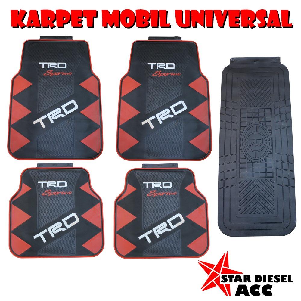 Karpet Mobil Lantai Universal 5PC TRD R1 HITAM MERAH