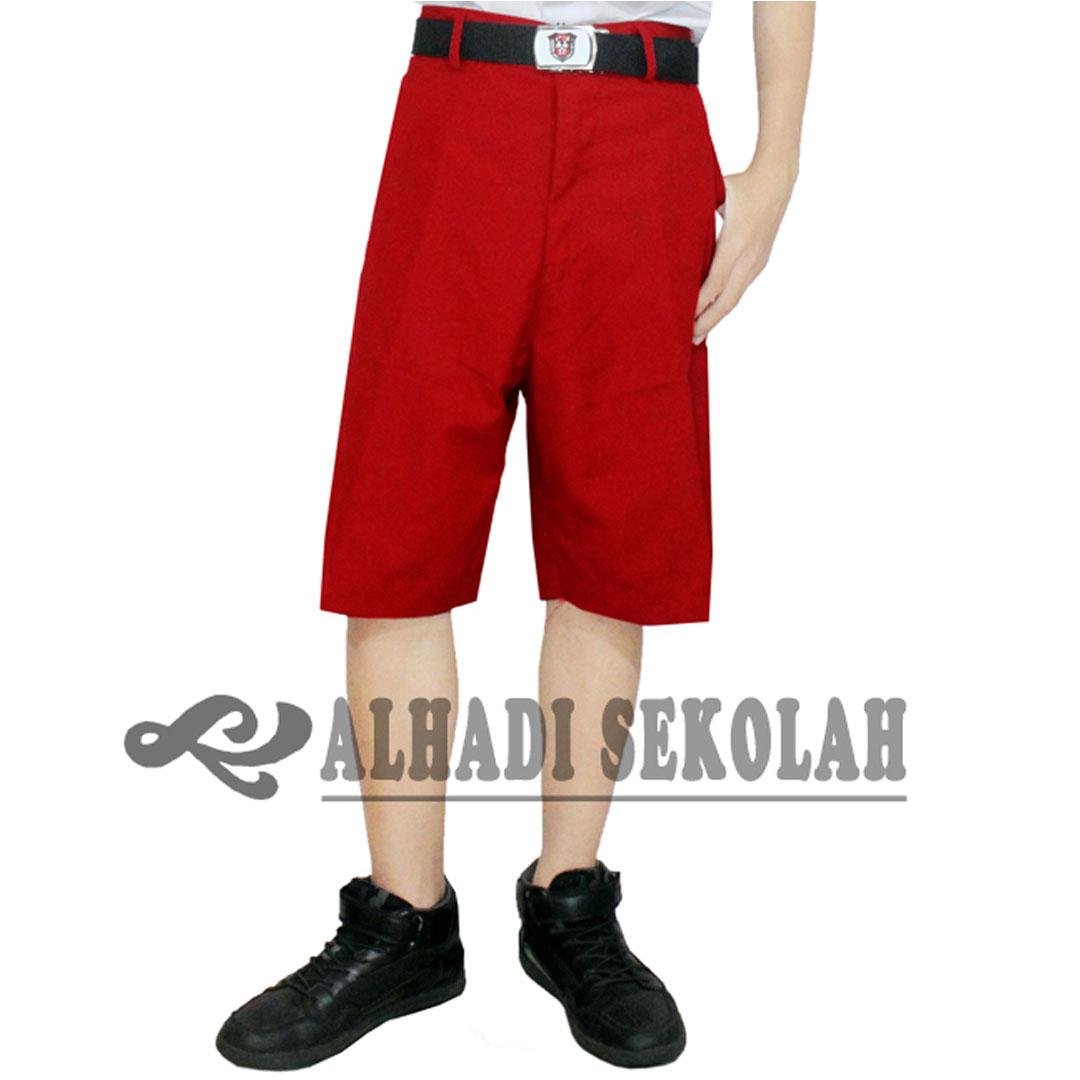 Celana Pendek Merah Sekolah SD, UKURAN 5 s/d 13 (CPM002) Batik Alhadi