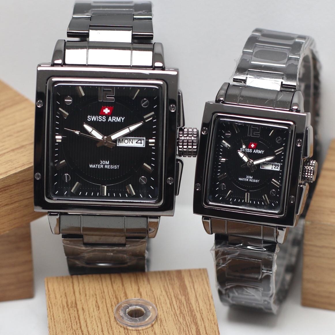 SWISS ARMY ORIGINAL SA2221GBM JAM TANGAN COUPLE STAINLESS STEEL
