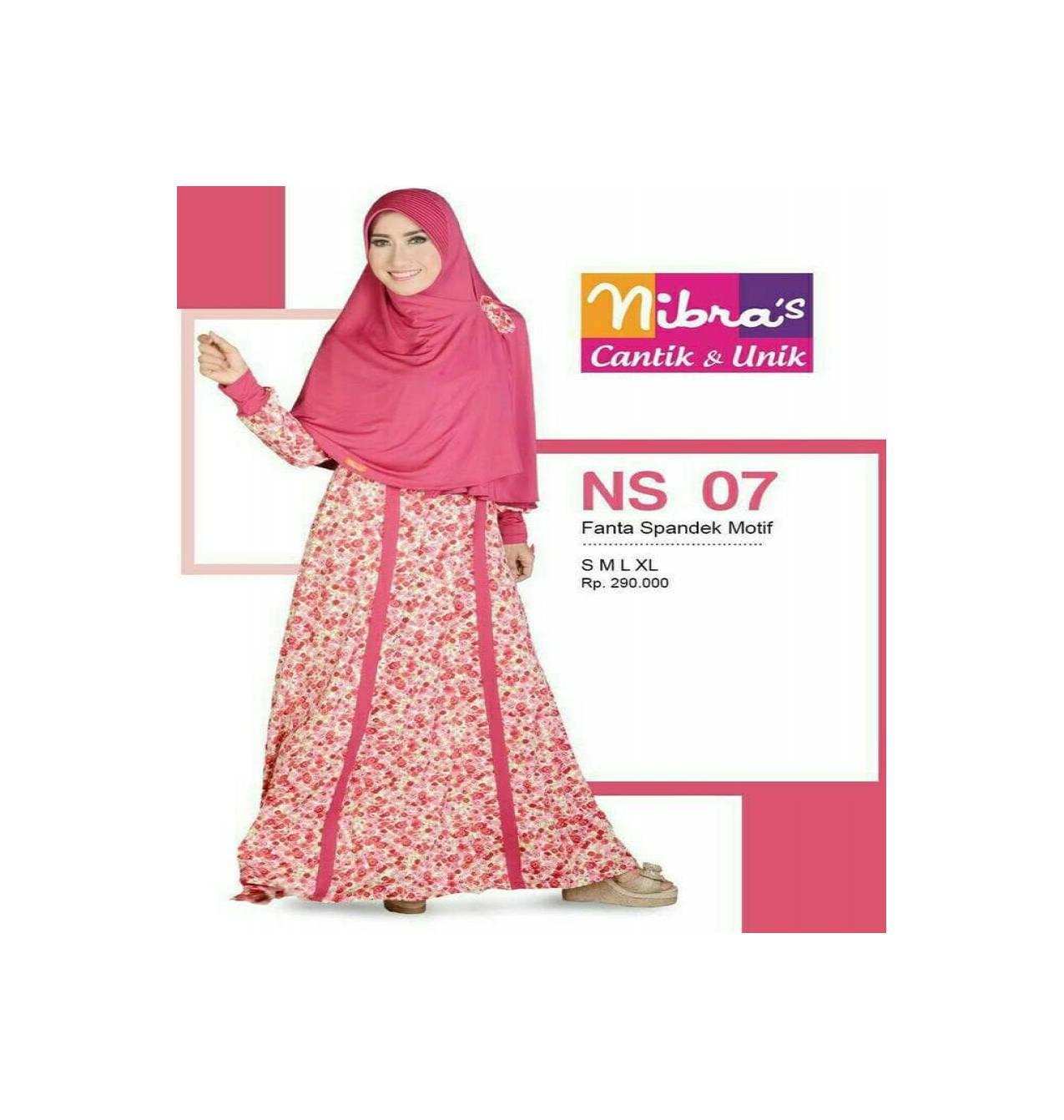 Gamis Syari Motif Flower Spandek Korea Import Nibras Ns 07