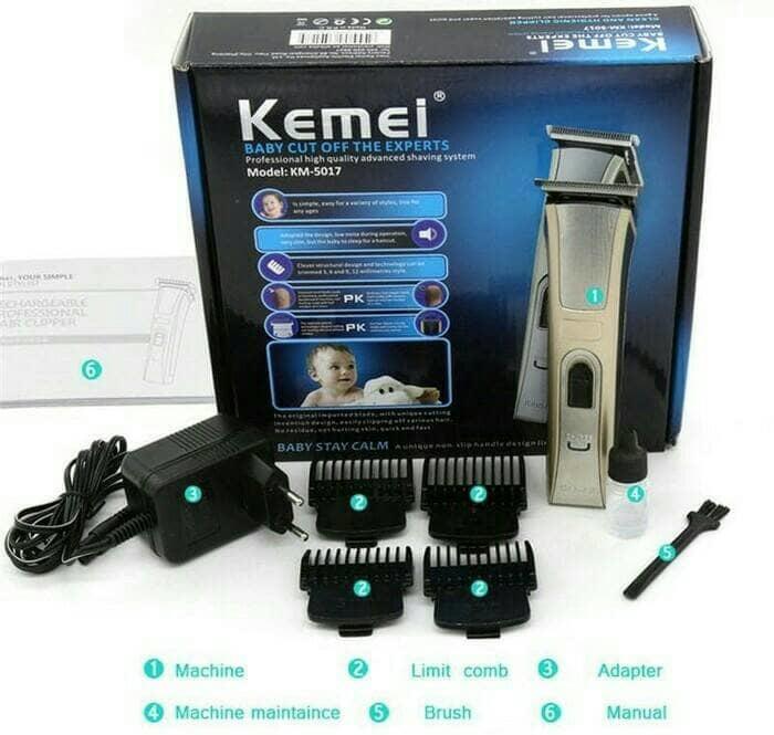 TERMURAH SE LAZADA Kemei KM-5017 Alat cukur Kumis dan Rambut Baby Full ACC / Silver
