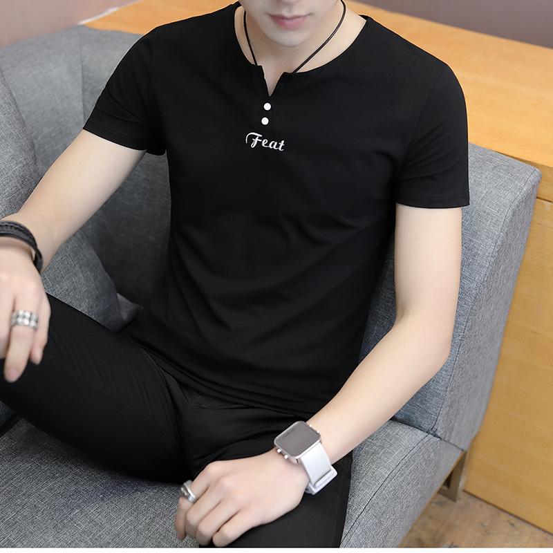 Pria lengan pendek baju kaos 2018 musim panas model baru kerah bulat katun murni pakaian musim panas Lengan Pendek Kaos anak muda Gaya Korea Tren pakaian pria