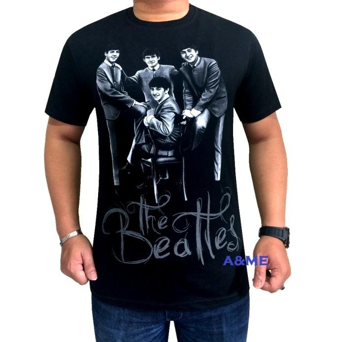 A&ME - Kaos Distro T-Shirt Distro Pria Fashion 100% Cotton Combed 30s Atasan Baju Pria Wanita Kaos Cowok Cewek T-Shirt 3D Terbaru Seni Kata Gambar Sablonan Group Music Pop Rock & Roll Penyanyi The Beathel Hitam Putih Ber4 Bagus Keren Modis Casual -Hitam