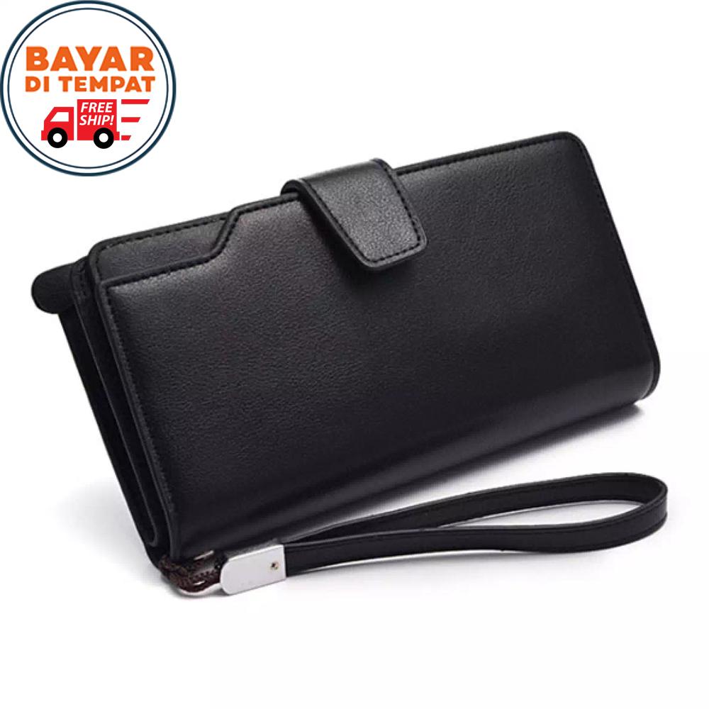 Dompet Pria Dompet Wanita Dompet Fashion Pria Dompet Kulit PU Dompet Panjang Dompet PU Leather Dompet Kartu Dompet Lipat Dompet Koin Multicard Original - Black