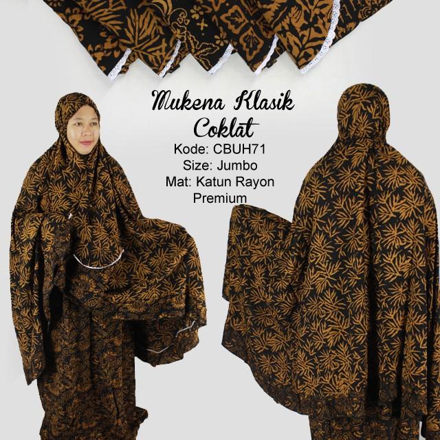Mukena Batik BUnga Katun Rayon Premium Jumbo Coklat Klasik Batik Printing Batik Yogyakarta CBUH71 ()