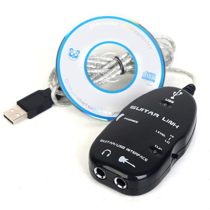 USB Guitar Link Cable AY07 Alat Penghubung Gitar dan PC Komputer Laptop Notebook Computer High Quality Kabel Aksesoris Gitar Listrik Perlengkapan Audio Alat Recording Merekam Musik Plug and Play Multifungsi K003 - Hitam