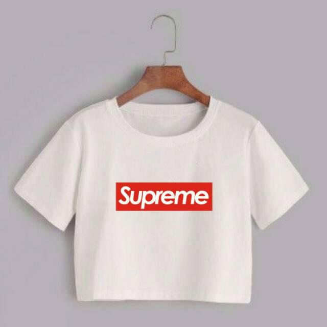 SUPREME CROP TEE / ATASAN WANITA / FIT TO L / BAJU MURAH / TUMBLR / KAOS / MODEL BARU / FASHION