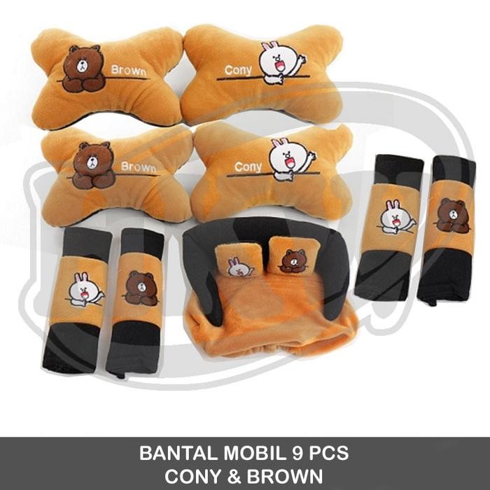 Bantal 9 pcs Cony Brown Line mobil All New Grand Livina