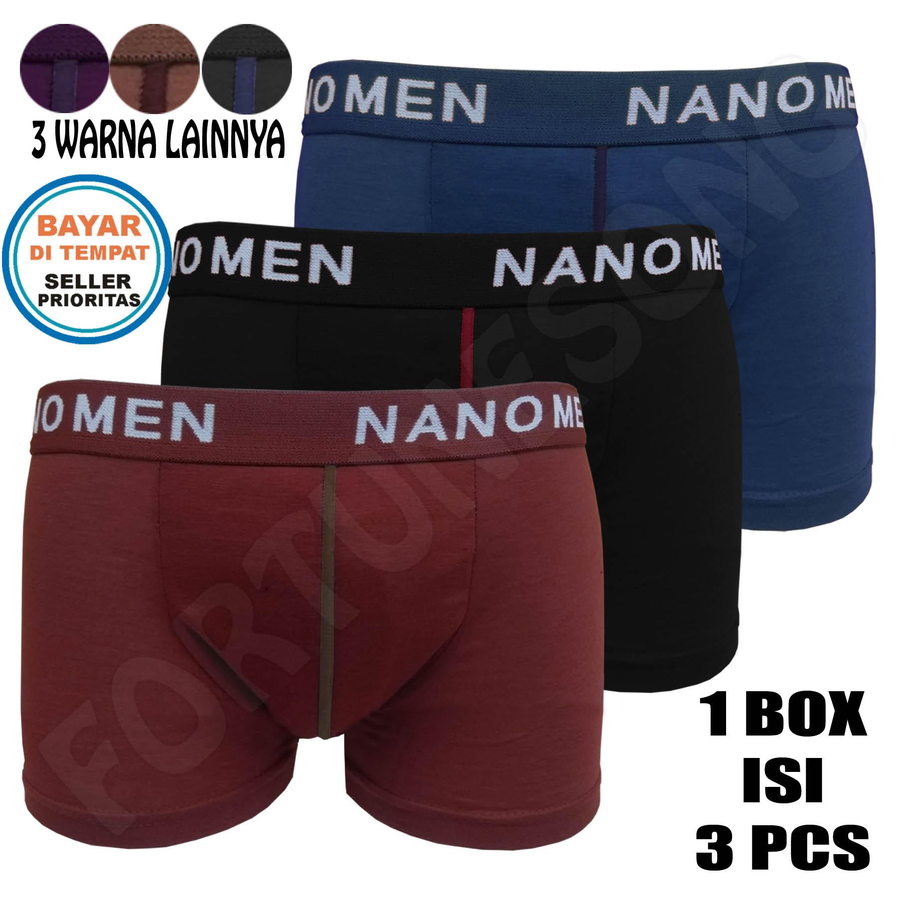 Fs'Fashion - 3 Pcs Celana Dalam Boxer Pria Nanomens Premium ( 1 Box )