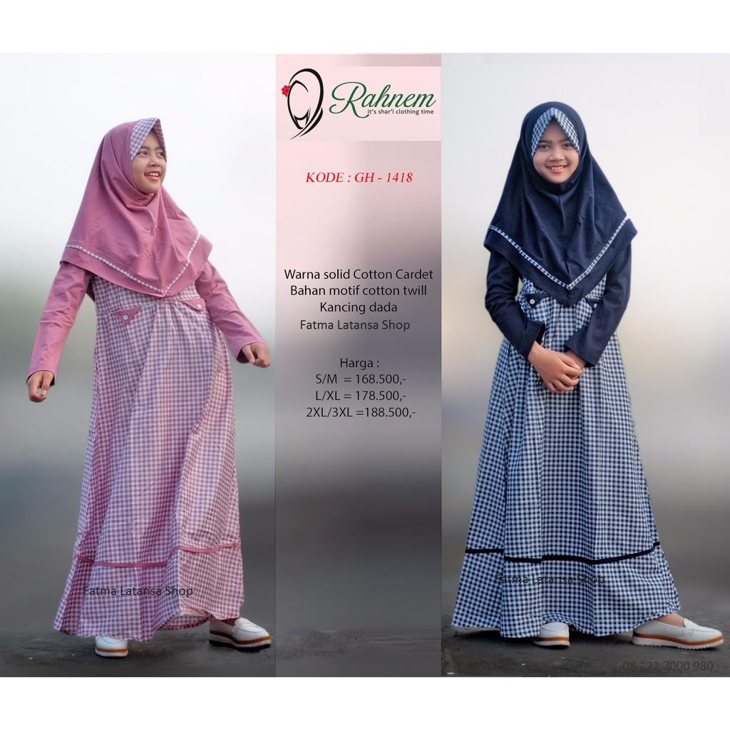 Gamis anak terbaru / Rahnem gh 1418/baju wanita terkini/hijab kids/gamis berkualitas/dress/blouse (Size S/M)