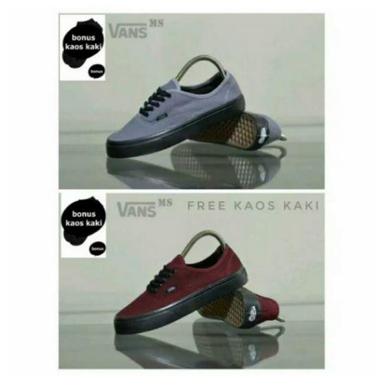 SEPATU VANS AUTHENTIC FULL BLACK HITAM POLOS WHITE PUTIH OLDSKOOL ERA SK8 PREMIUM BNIB ICC IFC DT
