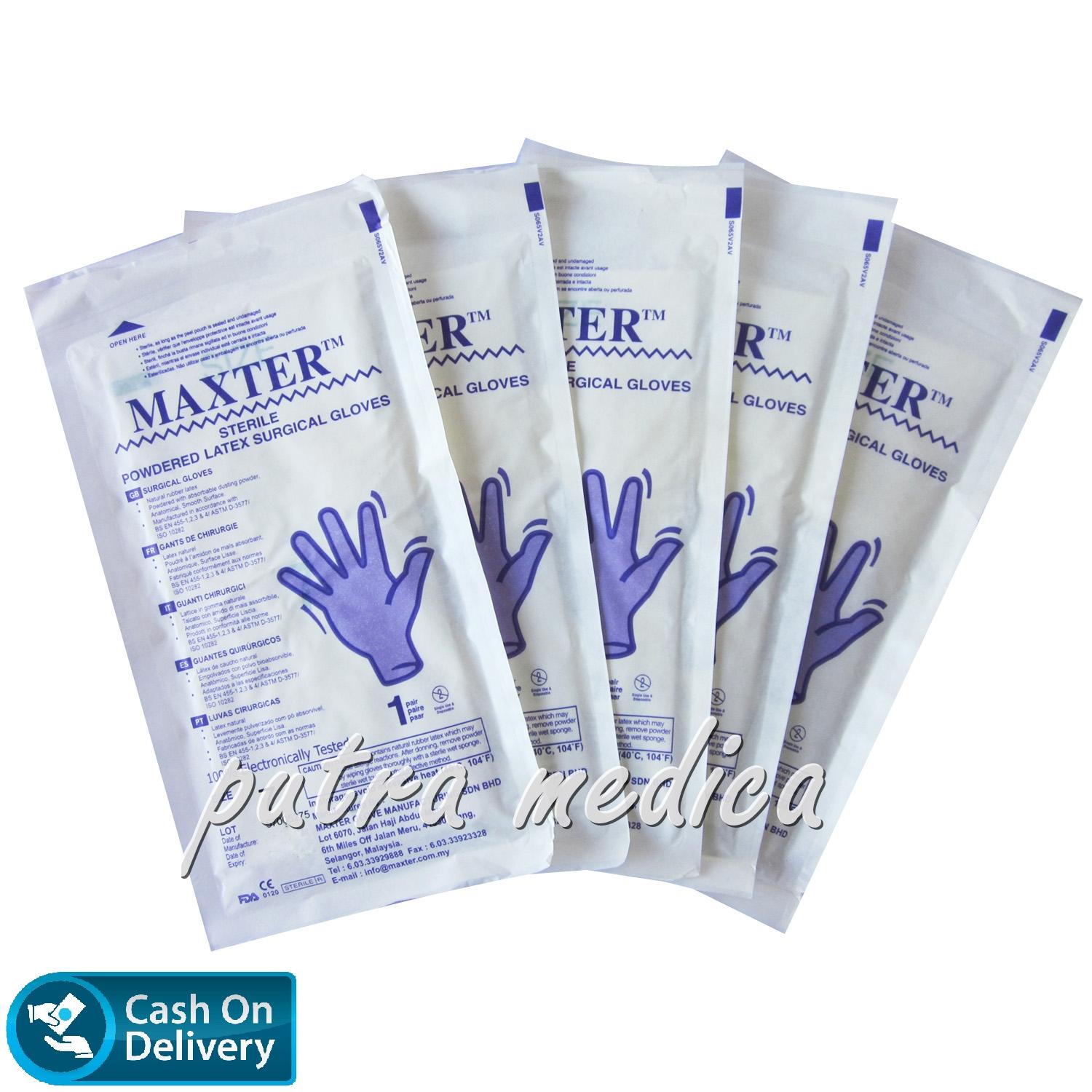Putra Medica Maxter Handscoon Steril / Sarung Tangan Karet Steril Size 6,5 - 5pcs