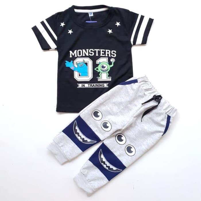 Baju Setelan Anak Bayi Laki Cowok Kaos Monster Inc Celana Joger