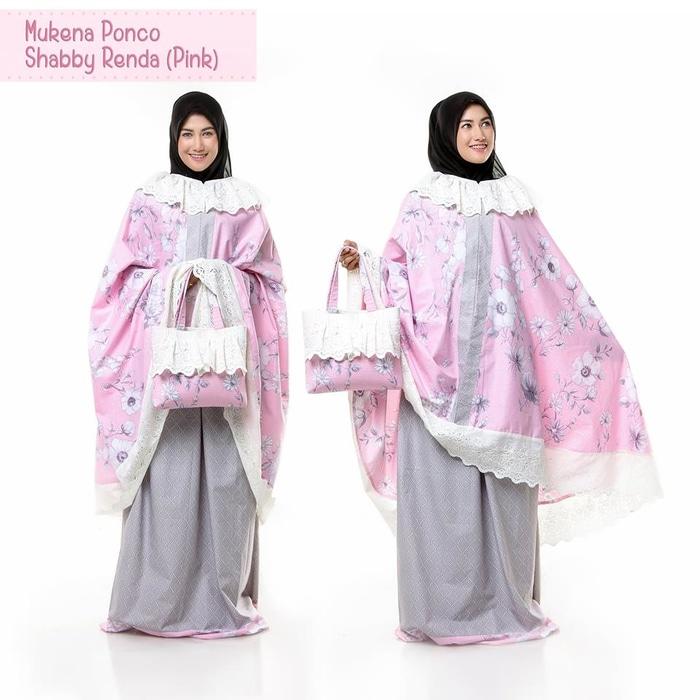 MUKENA DEWASA KATUN JEPANG PONCO SHABBY RENDA PINK (TANPA KEPALA)